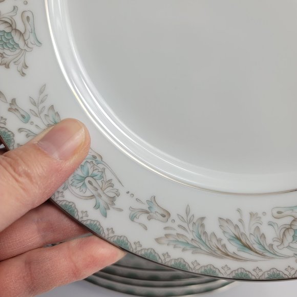 THREE Noritake Belmont Salad Plates Blue Gray Scrolls & Flowers #5609 - Picture 8 of 12